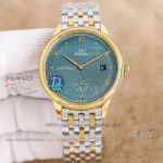 AAA replica TW factory Omega De Ville turquoise dial two-tone stainless steel bracelet 